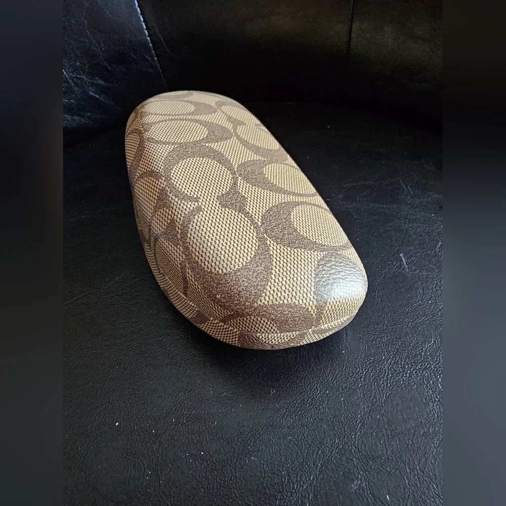 Coach Brown Tan Monogrammed Sunglasses Case With Cleaning Cloth